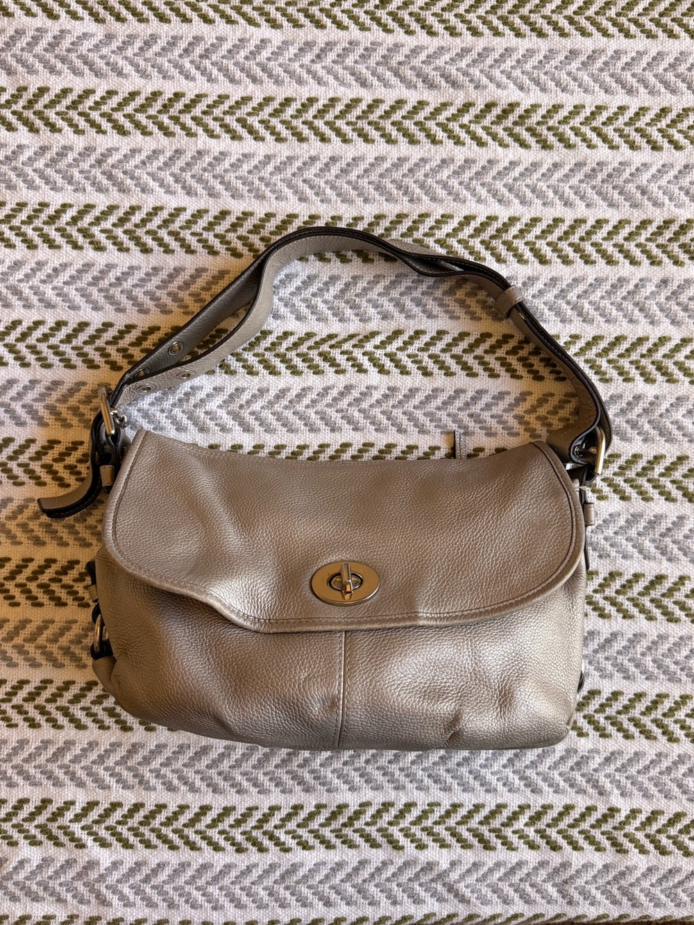 Y2K Coach Legacy Flap Turnlock Pewter Shoulder Bag